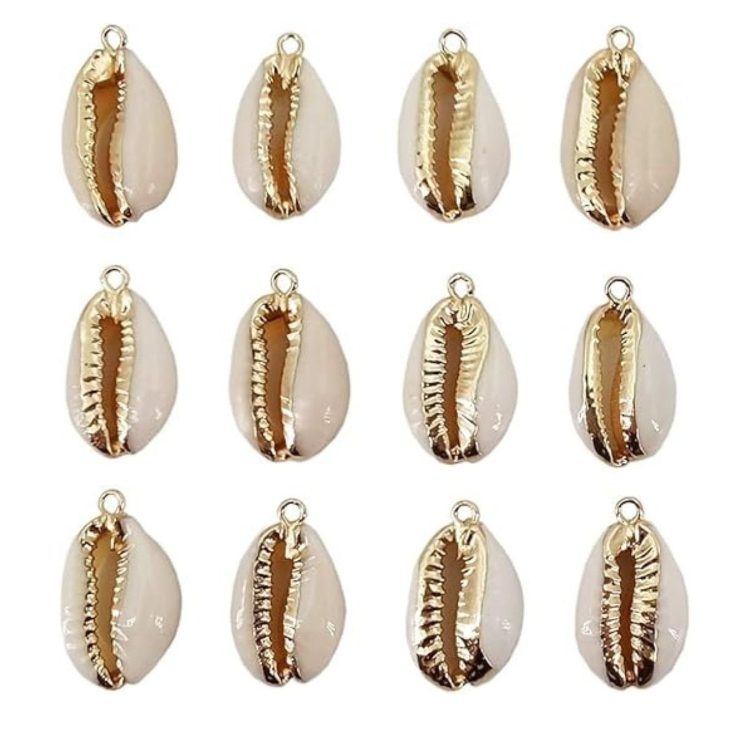 Home Collection 12PCS Golden Natural Cowrie Sea Shell Pendants