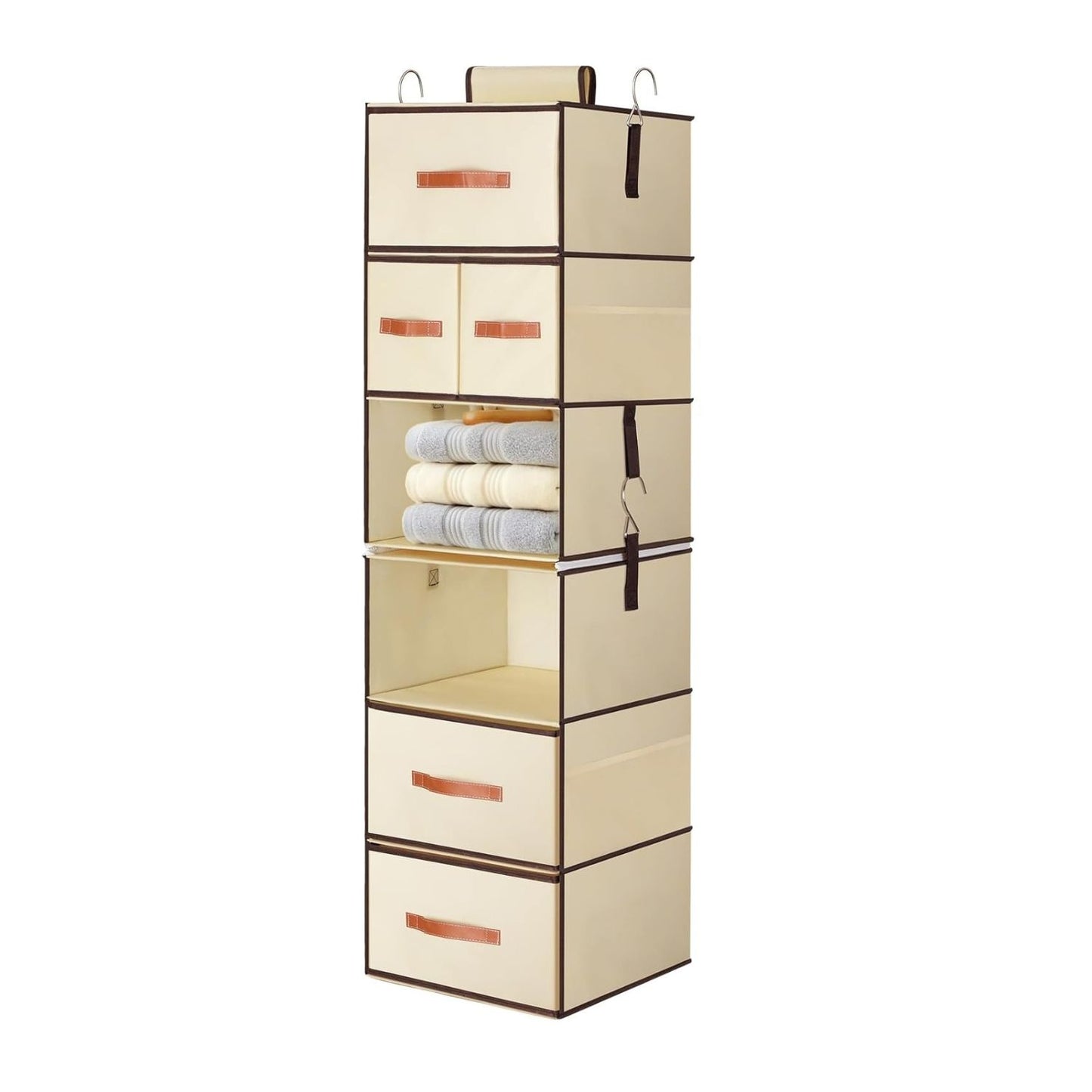 Home Collection 6-Shelf Hanging Closet Organizer with 5 Removable Drawers and Side Pockets
