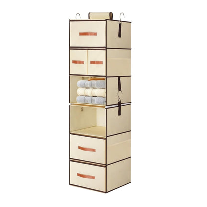 Home Collection 6-Shelf Hanging Closet Organizer with 5 Removable Drawers and Side Pockets