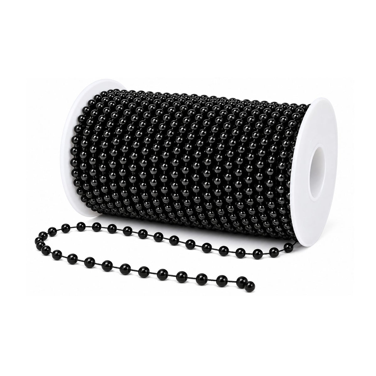 Home Collection Black Pearl Beads on a String Roll for Crafts – 4 mm, 25 Yards