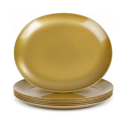 Home Collection Pack of 6 Oval Plastic Serving Trays for Parties and Events 10x12 Inch