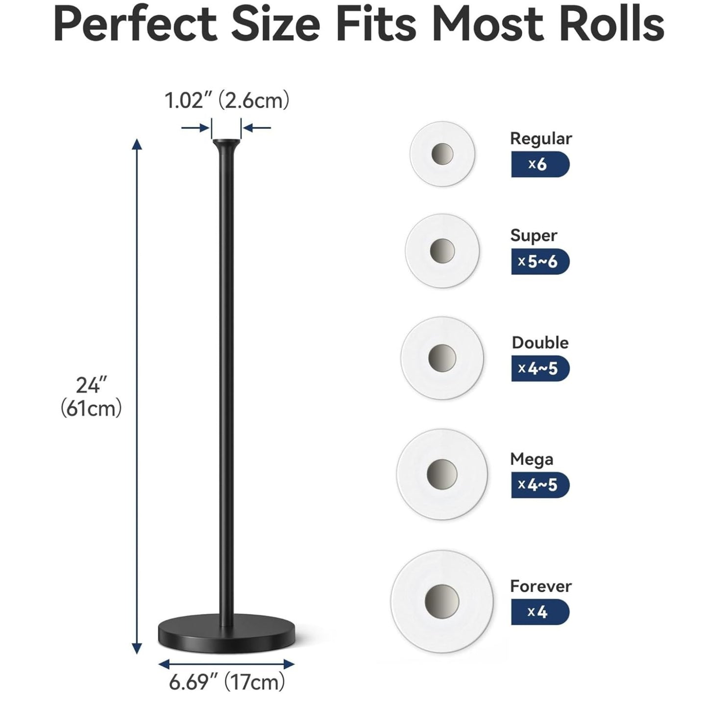 Home Collection Stainless Steel Toilet Paper Holder Stand with Reserve Storage