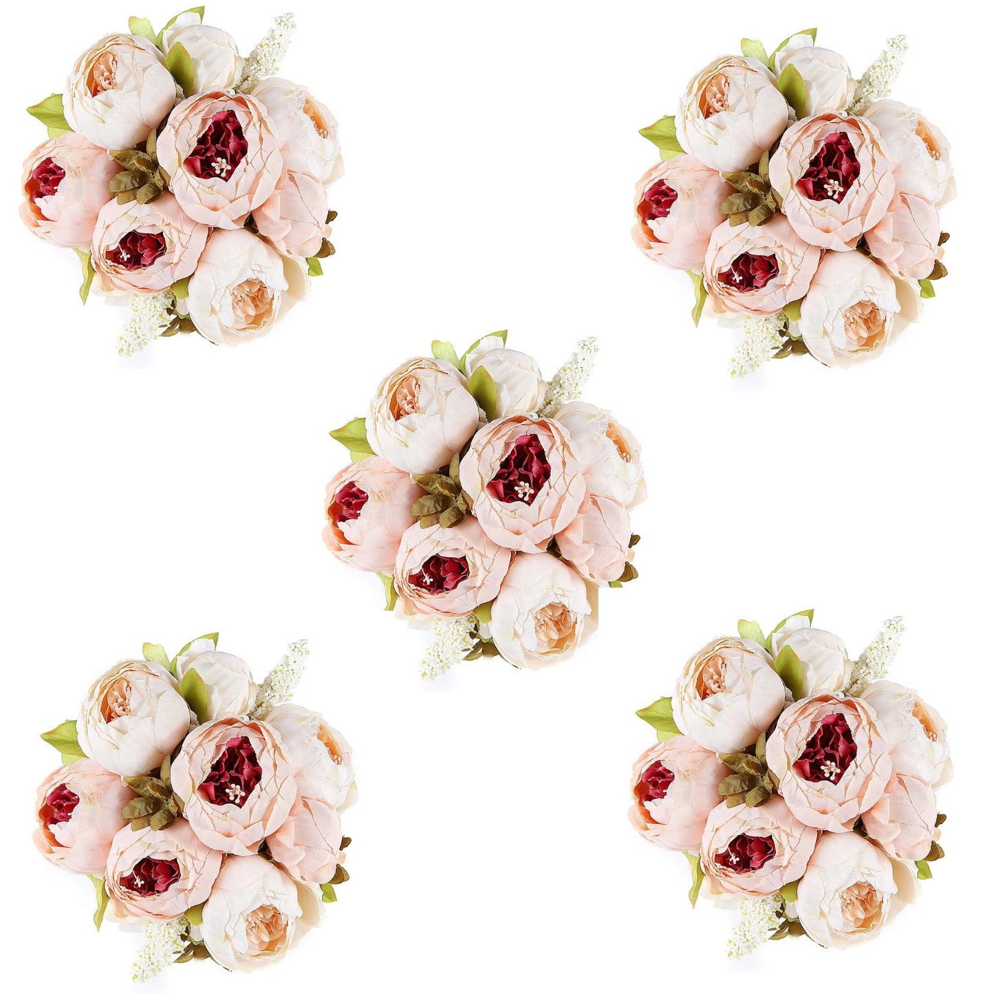 Home Collection Artificial Peony Silk Flower Bouquet Peach
