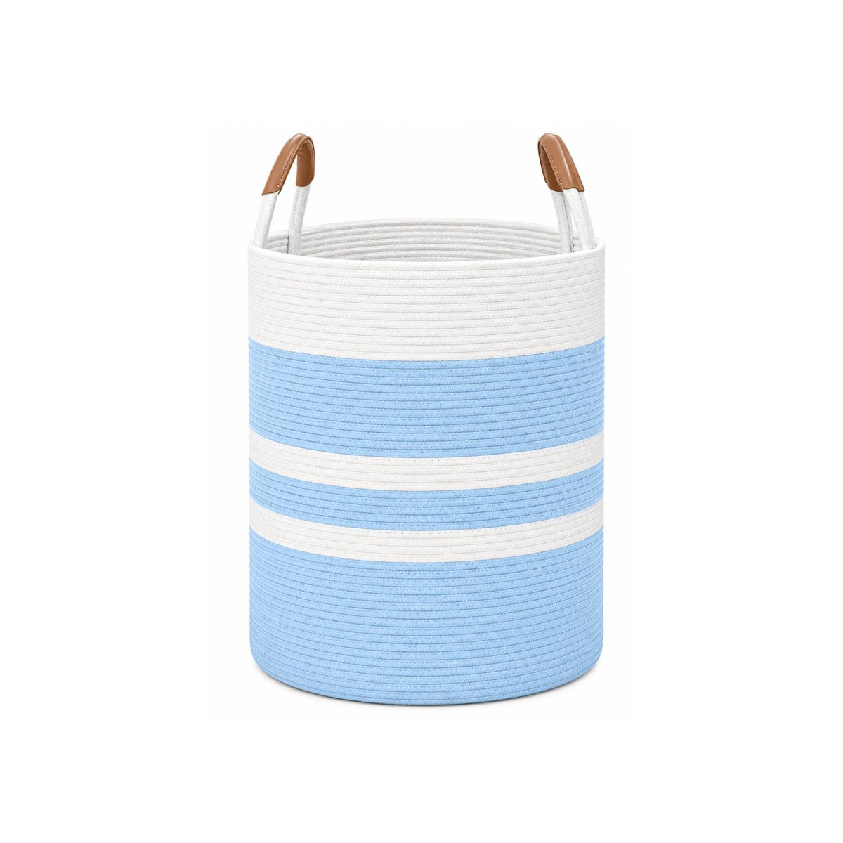 Home Collection 60L Woven Rope Laundry Hamper with Leather Handles