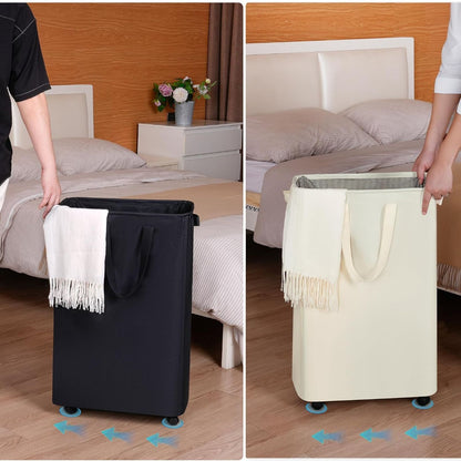 Home Collection 75L Slim Rolling Laundry Hamper with Wheels for Clothes