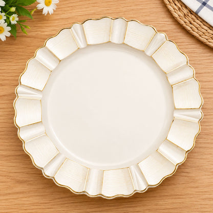 Home Collection 6-Pack Round Scalloped Trim Charger Plates 13"