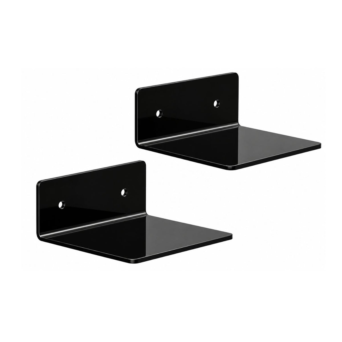 Home Collection Pack of 2 6-Inch Acrylic Floating Wall Shelves for Figures, Plants and Décor