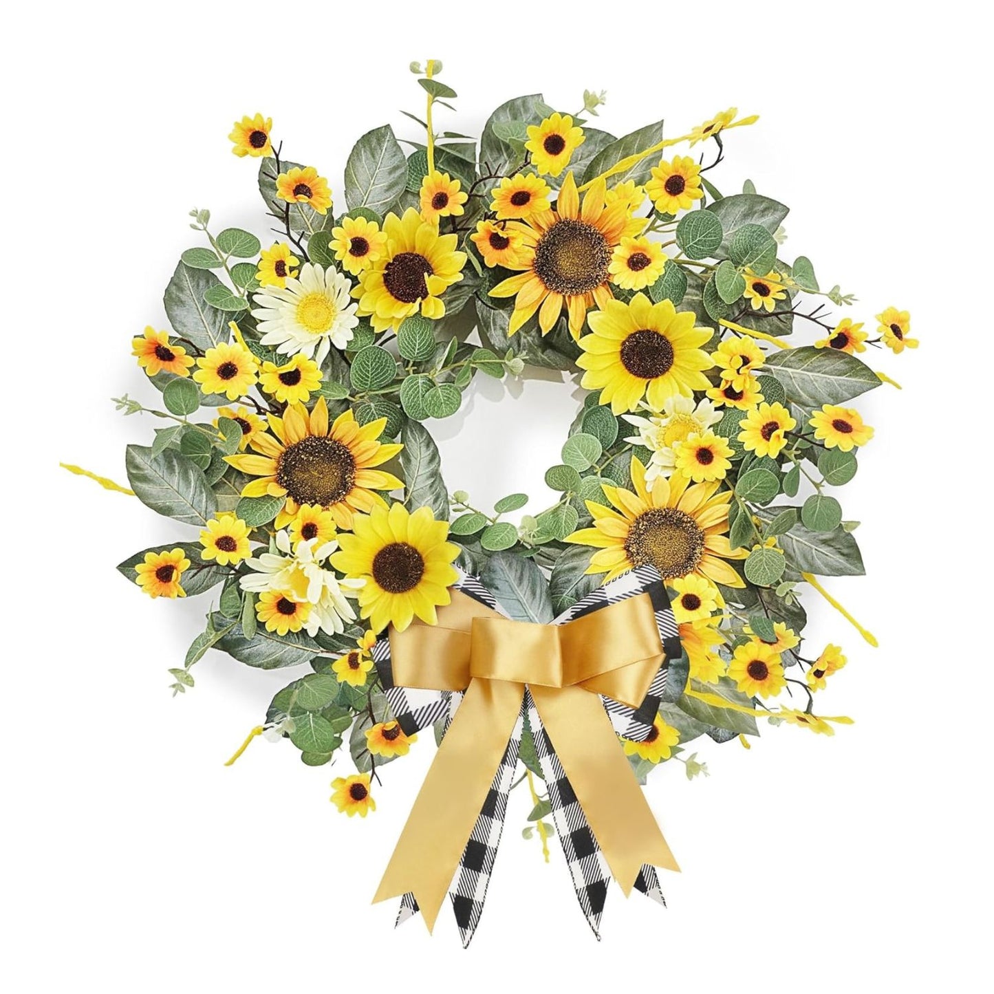 Home Collection Spring Summer Sunflower Wreath for Front Door 22 Inch