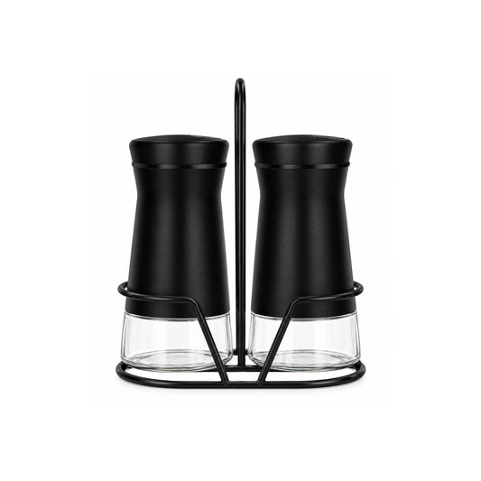 Home Collection Pack of 2 Salt and Pepper Shakers with Stand and Adjustable Pour Holes