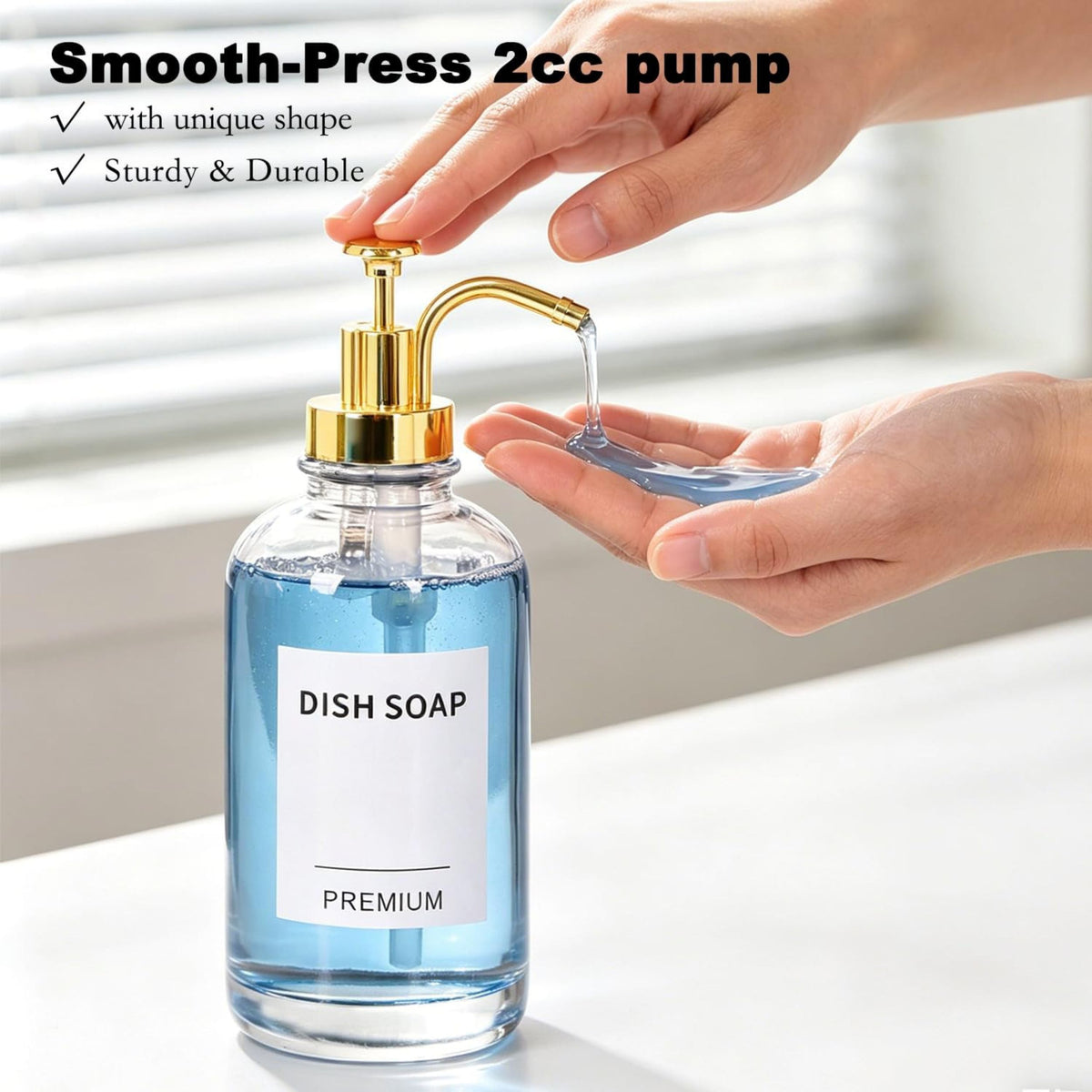 Home Collection Pack of 2 18Oz Clear Glass Soap Dispensers with Pumps Tray and Labels