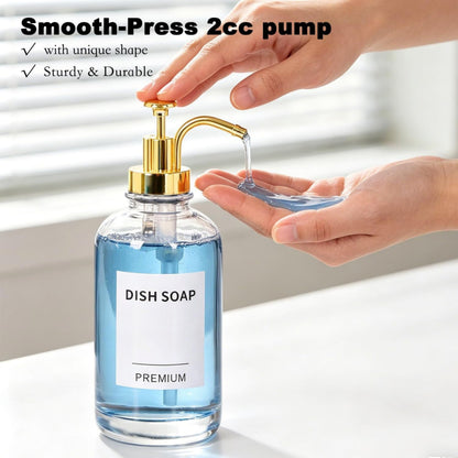 Home Collection Pack of 2 18Oz Clear Glass Soap Dispensers with Pumps Tray and Labels