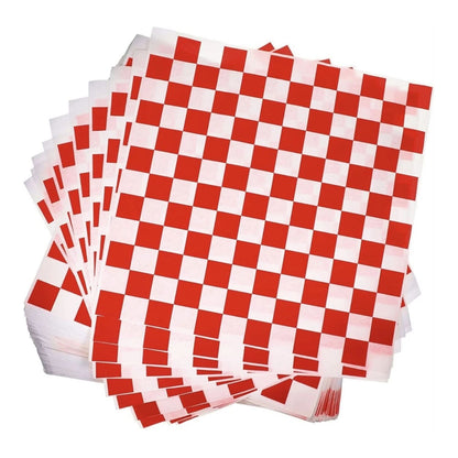 Home Collection Checkered Wrap Paper Sheets Basket Liner Red and White