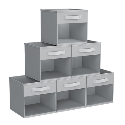 Home Collection Pack of 6 Cube Storage Bins with Window
