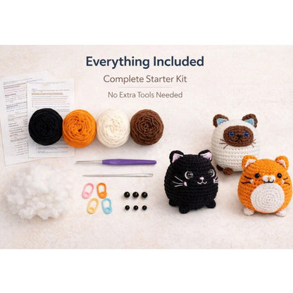 Home Collection Pack of 3 Cats Crochet Kit for Beginner
