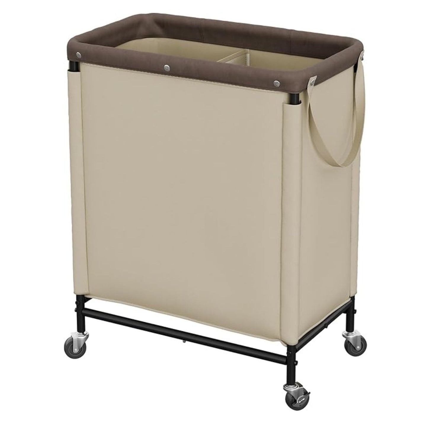 Home Collection 2 Section Rolling Laundry Hamper with Wheels 100L