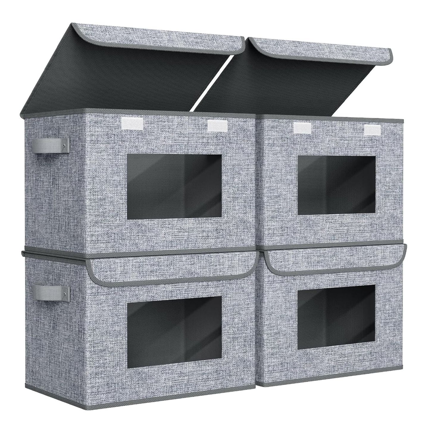 Home Collection Pack of 4 Large Foldable Storage Boxes with Lids