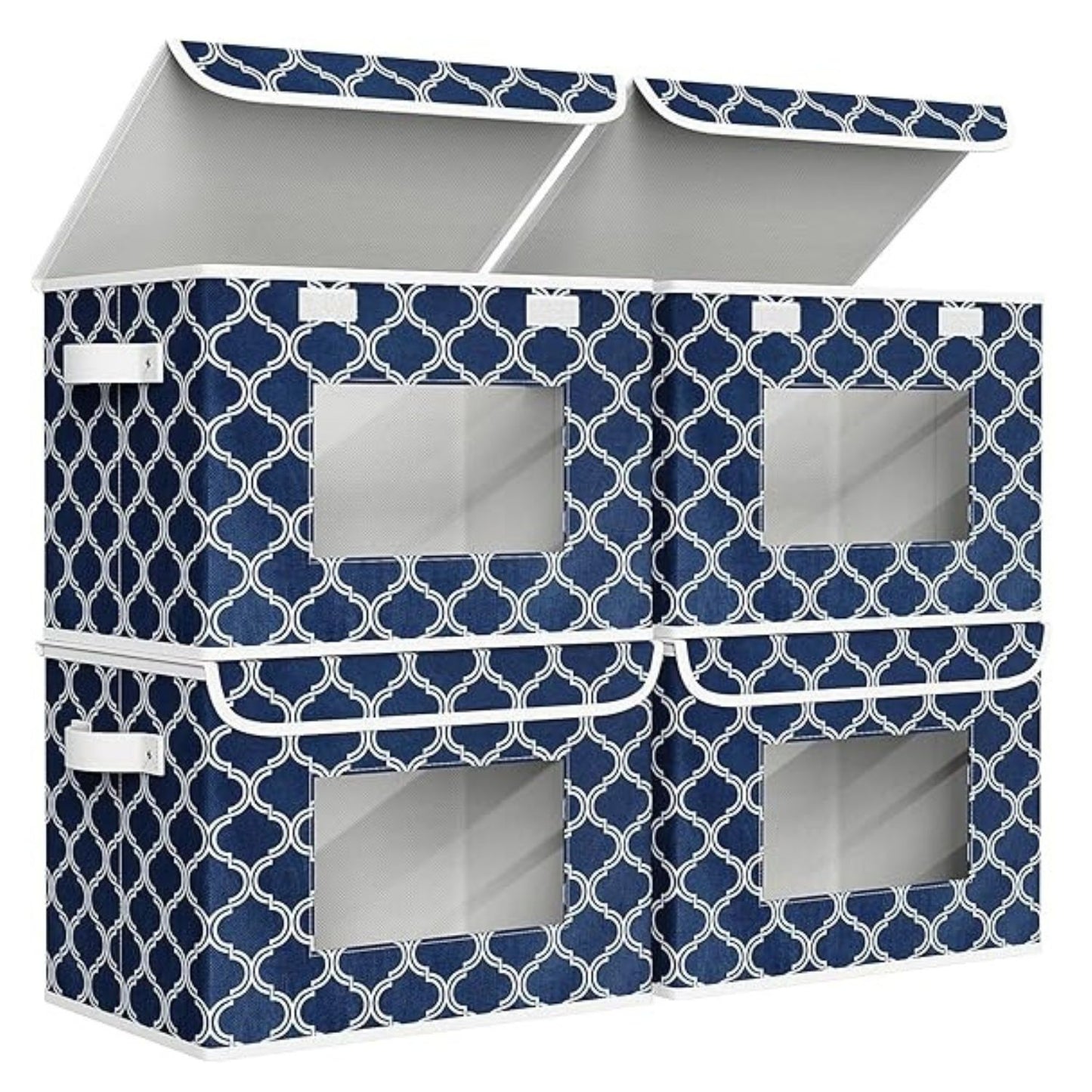 Home Collection Pack of 4 Large Foldable Storage Boxes with Lids