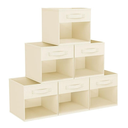 Home Collection Pack of 6 Cube Storage Bins with Window
