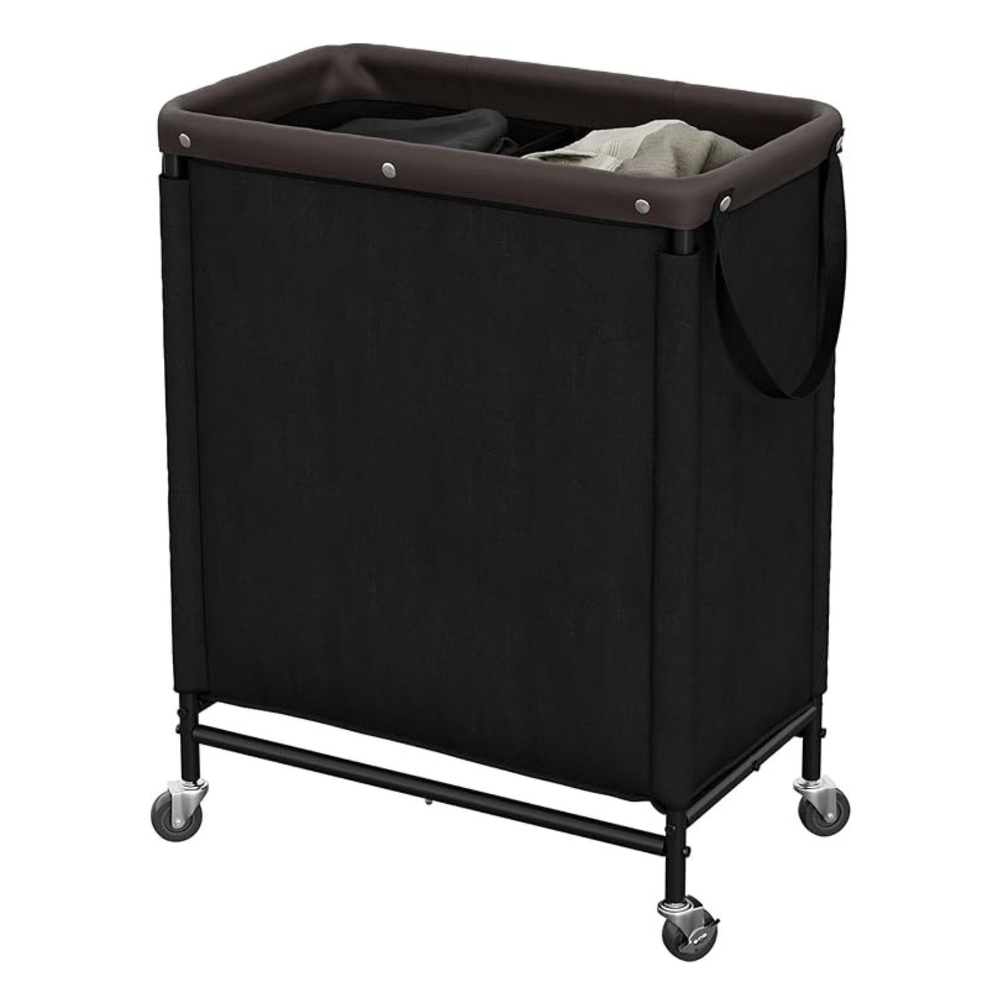 Home Collection 2 Section Rolling Laundry Hamper with Wheels 100L