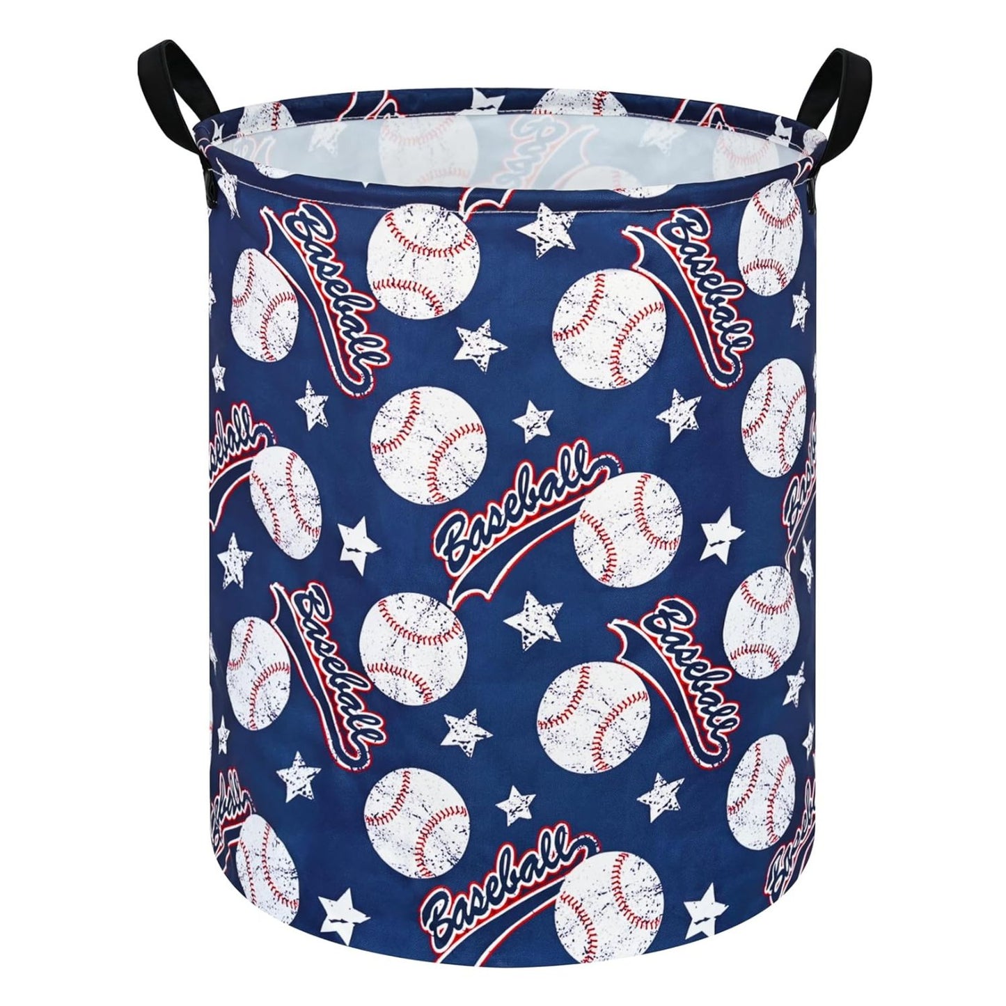 Home Collection Round Laundry Hamper Fabric Storage Basket with Handles