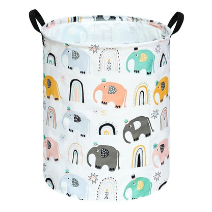 Home Collection Round Laundry Hamper Fabric Storage Basket with Handles