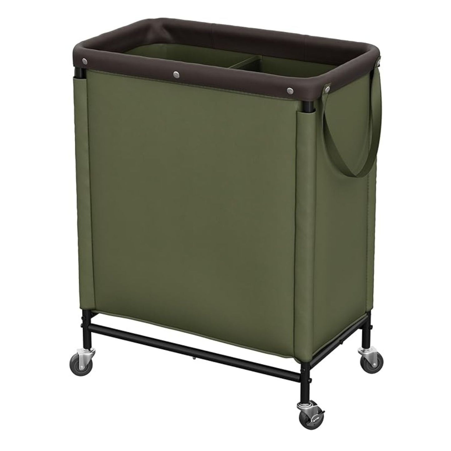 Home Collection 2 Section Rolling Laundry Hamper with Wheels 100L