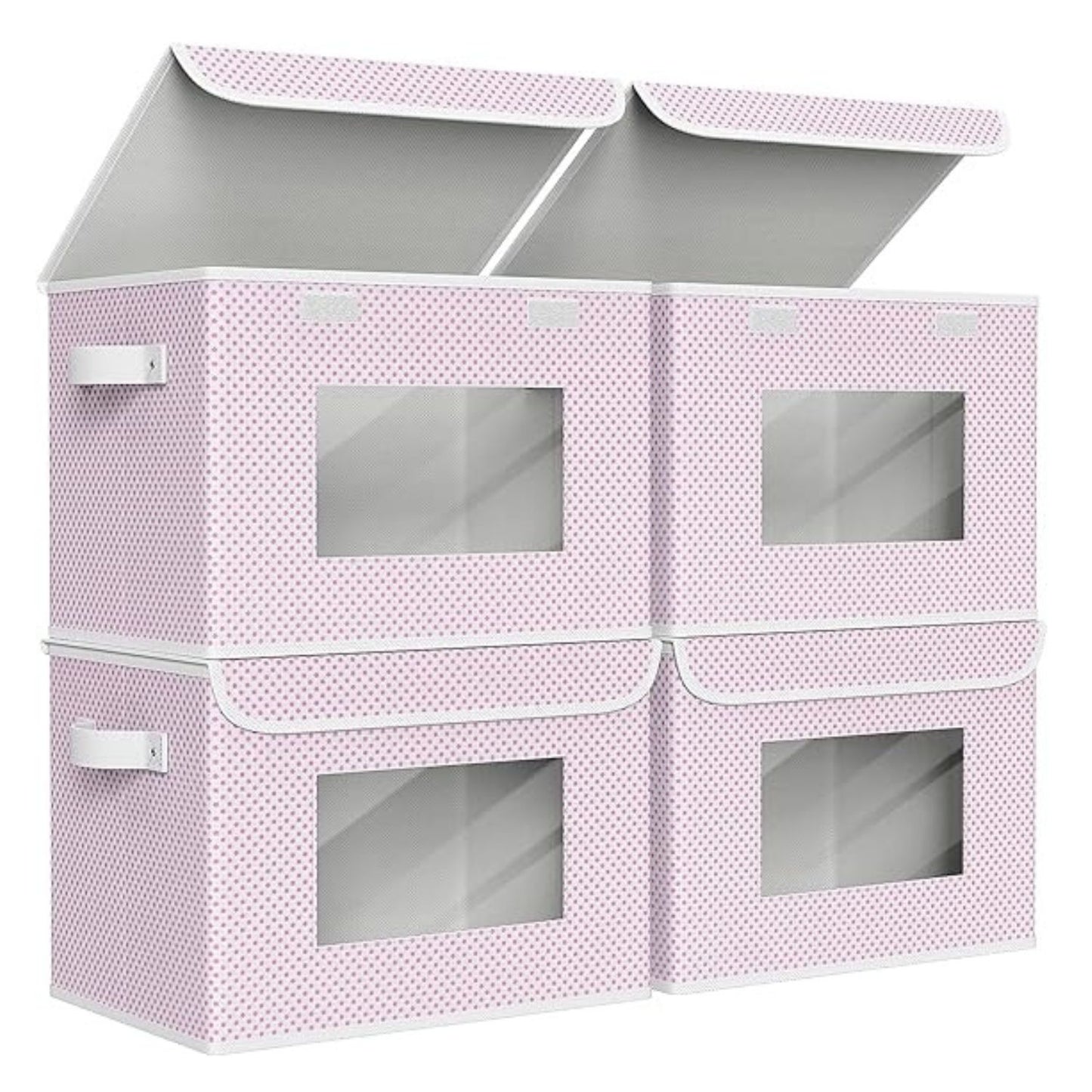 Home Collection Pack of 4 Large Foldable Storage Boxes with Lids