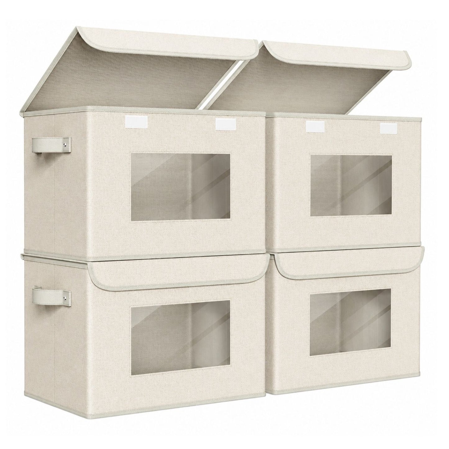 Home Collection Pack of 4 Large Foldable Storage Boxes with Lids