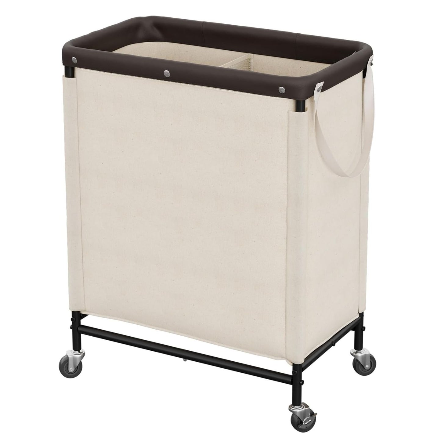 Home Collection 2 Section Rolling Laundry Hamper with Wheels 100L