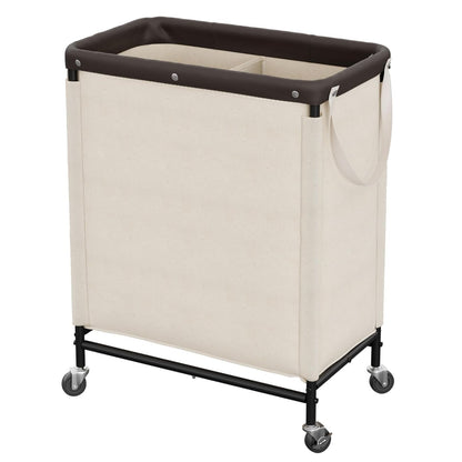 Home Collection 2 Section Rolling Laundry Hamper with Wheels 100L