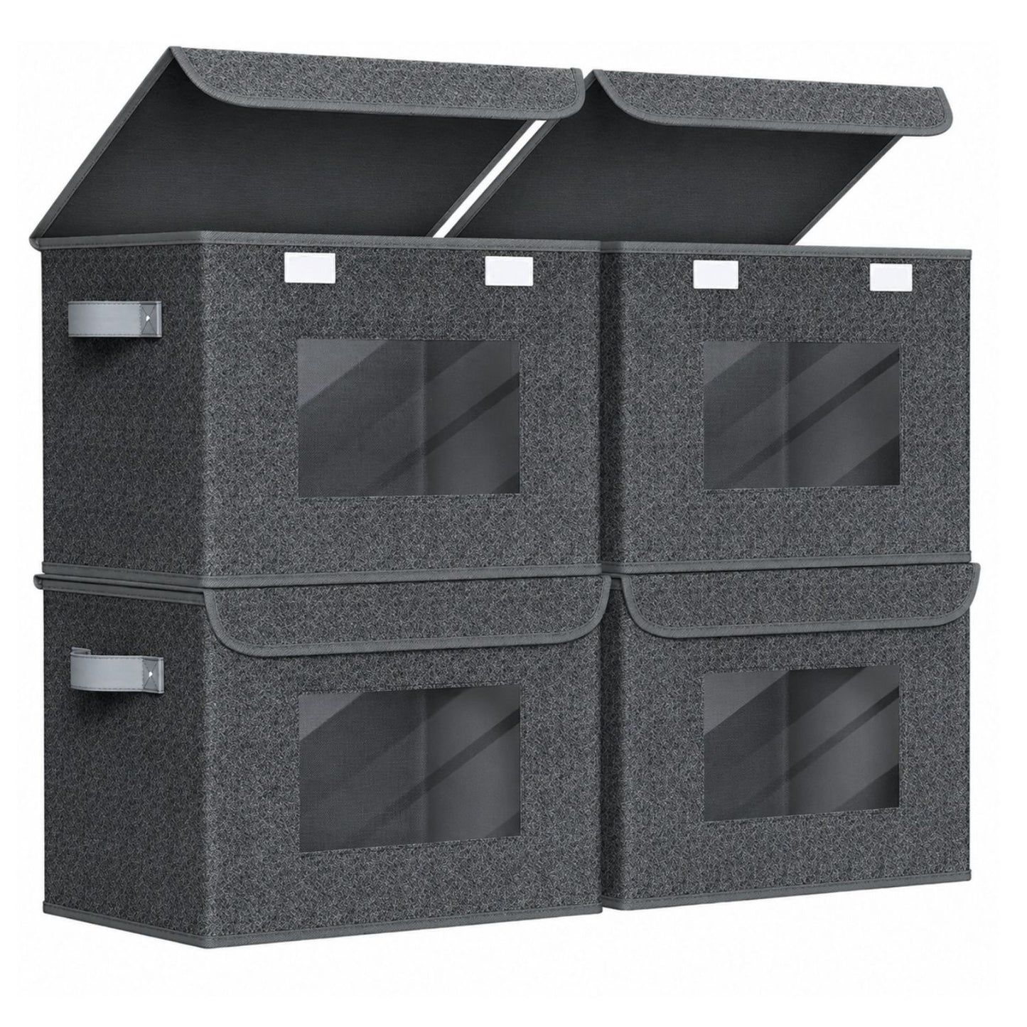 Home Collection Pack of 4 Large Foldable Storage Boxes with Lids