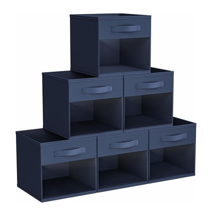 Home Collection Pack of 6 Cube Storage Bins with Window