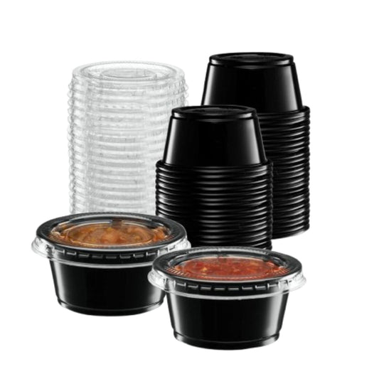 Home Collection 2oz Black Disposable Portion Cups with Lids