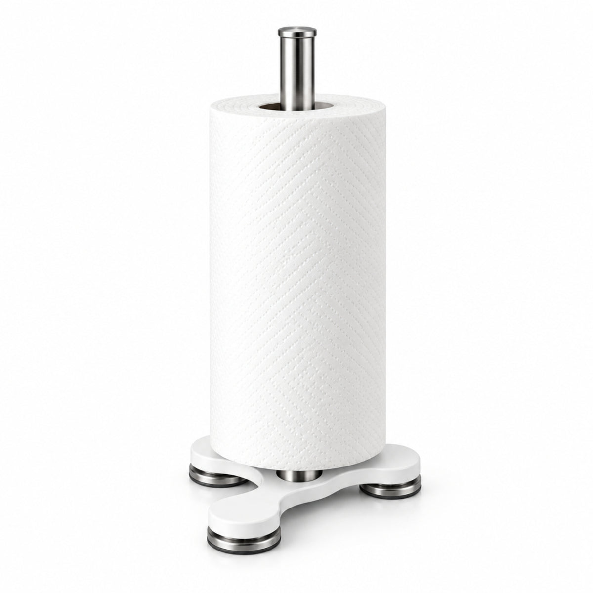 Home Collection Stainless Steel Paper Towel Holder Countertop Suction Base White