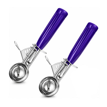 Home Collection Pack of 2 Stainless Steel Ice Cream Scoops with Trigger
