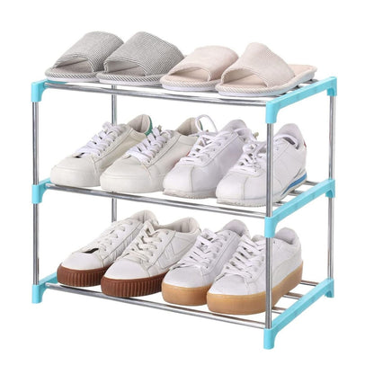 Home Collection 3-Tier Stackable Small Shoe Rack Black