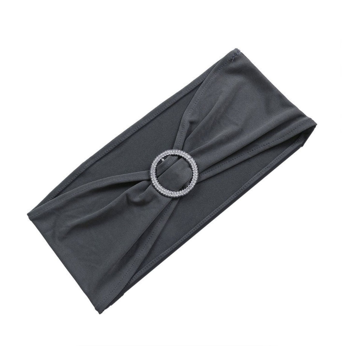 Home Collection 5Pcs Spandex Stretch Chair Sashes with Silver Diamond Ring Buckle