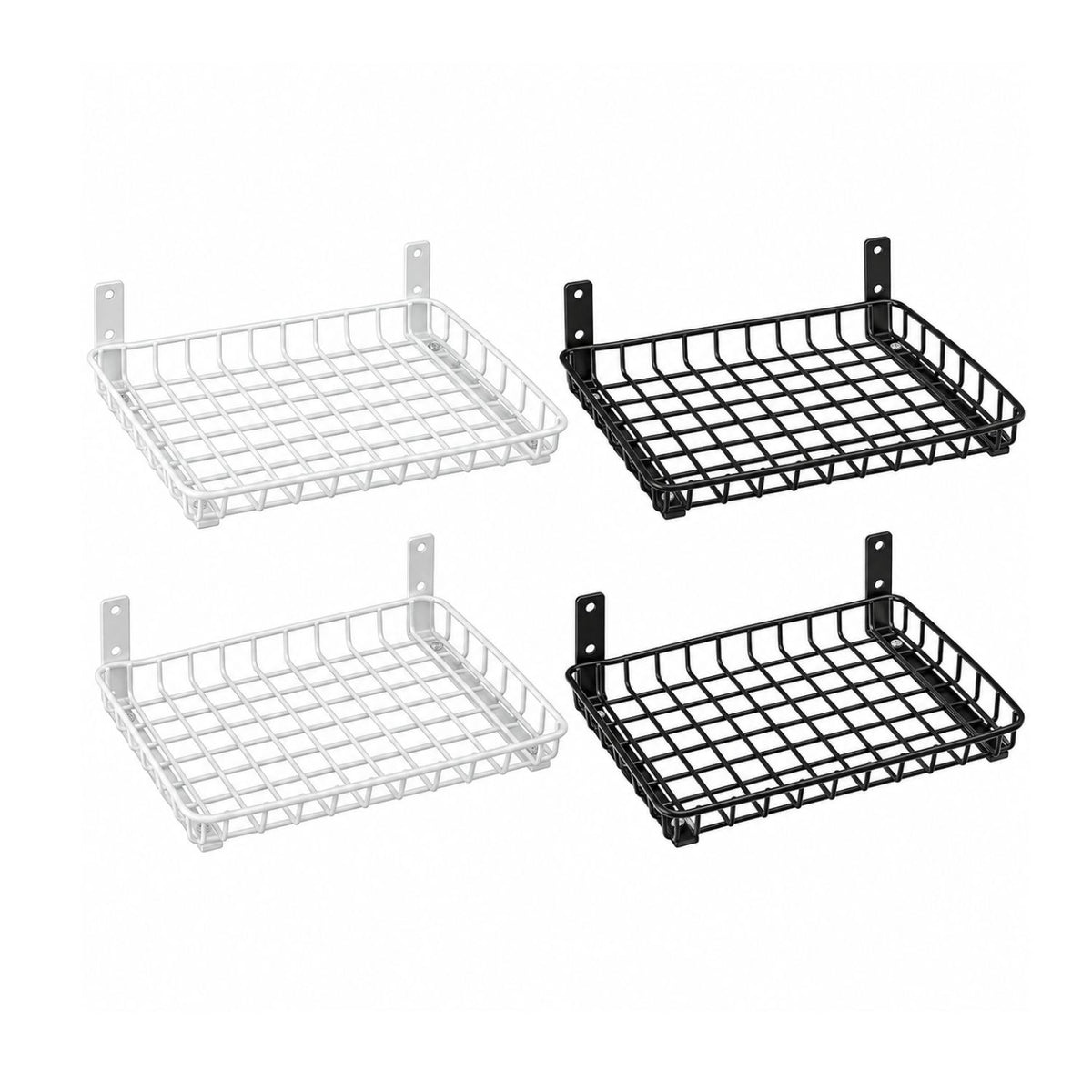 Home Collection Pack of 2 Heavy-Duty Metal Wall Mounted Storage Shelves 18x12 Inch
