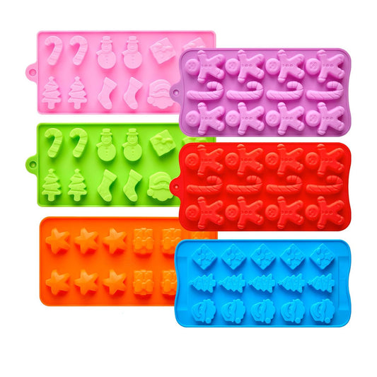 Home Collection Pack of 6 Christmas Silicone Molds for Chocolate Candy Gummies and Wax Melts
