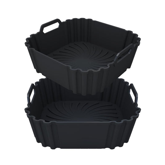 Home Collection Pack of 2 8.5-Inch Reusable Silicone Air Fryer Liners for 5–6.5QT