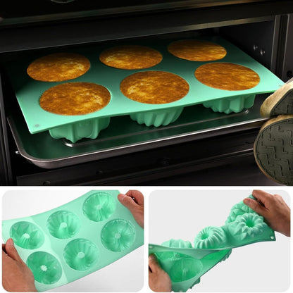 Home Collection Nonstick Silicone Baking Mold 6-Cavity Mini Fluted Cake Pan