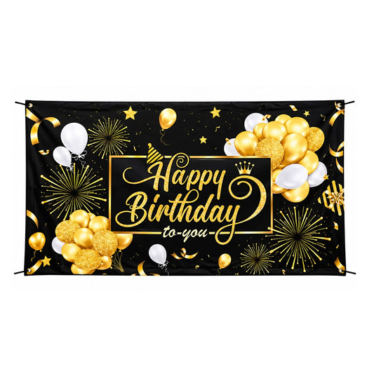 Home Collection Printed Polyester Photo Backdrop Black and Gold 6x3 ft