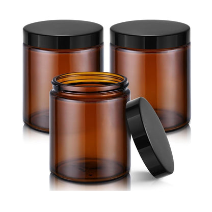 Home Collection Pack of 3 Glass Jars with Leakproof Lids and Blank Labels Storage Containers 8 oz