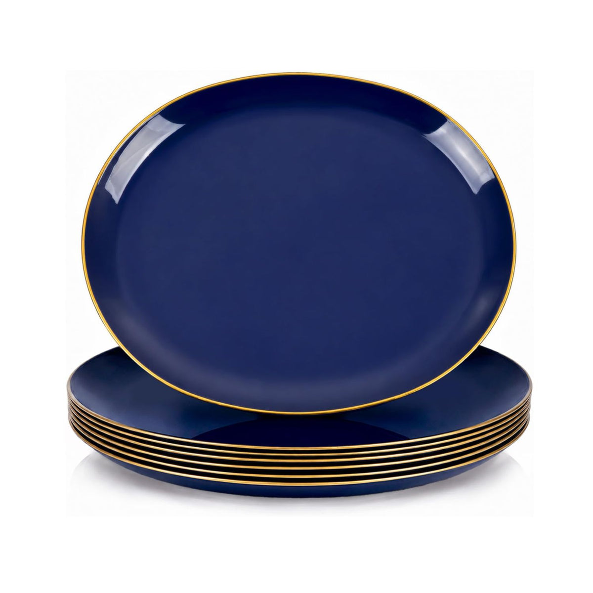 Home Collection Pack of 6 Oval Plastic Serving Trays for Parties and Events 10x12 Inch