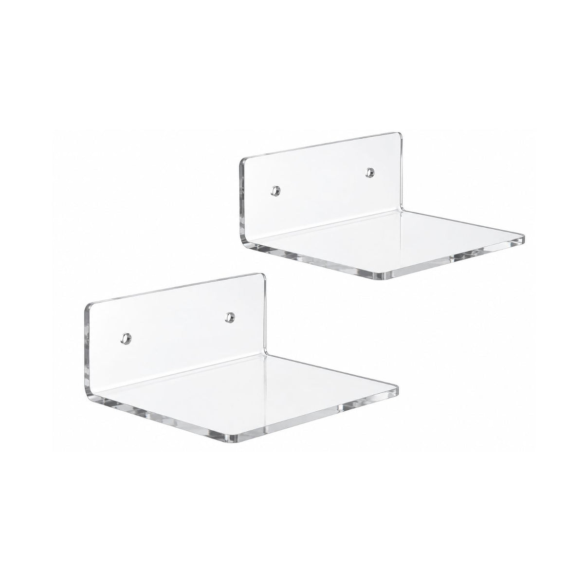 Home Collection Pack of 2 6-Inch Acrylic Floating Wall Shelves for Figures, Plants and Décor