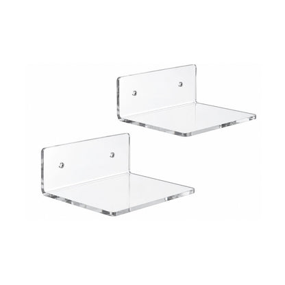 Home Collection Pack of 2 6-Inch Acrylic Floating Wall Shelves for Figures, Plants and Décor