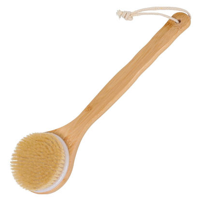 Home Collection Bamboo Long Handle Back Scrubber Brush