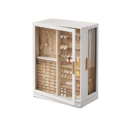 Home Collection 360° Rotating White Jewelry Cabinet with 9 Drawers