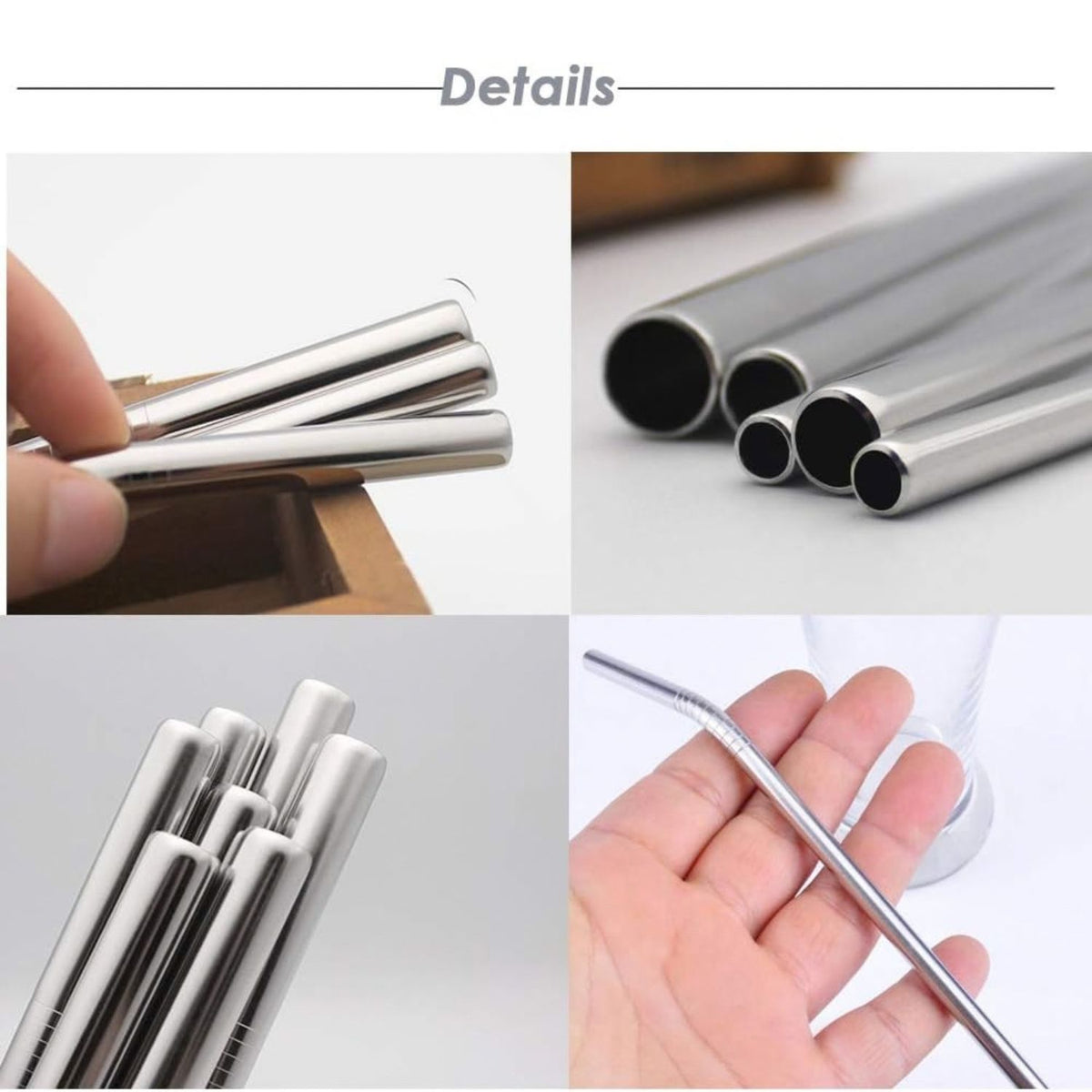 Home Collection 8-Pack 10.5 Inch Colored Stainless Steel Straws with 2 Cleaning Brushes