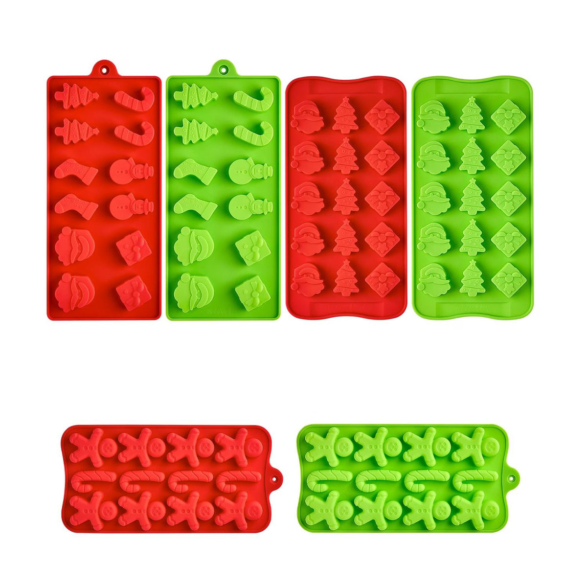 Home Collection Pack of 6 Christmas Silicone Molds for Chocolate Candy Gummies and Wax Melts